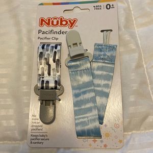 NWT- Nuby pacifier clips (2 pack) - blue and grey